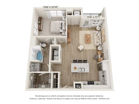 a 3d floor plan of a home with a bedroom